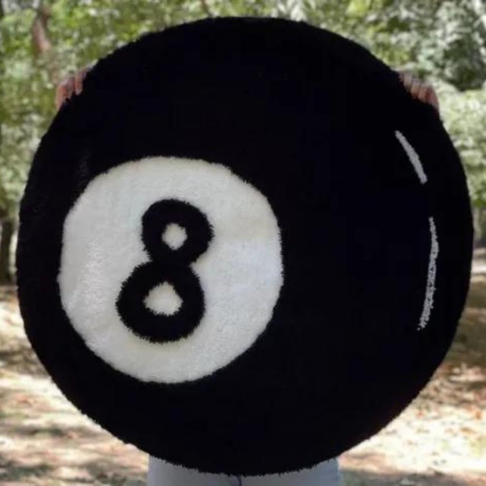 Billiard Ball Doormat, Number 8 Billiard Ball Doormat, Fluffy Doormat